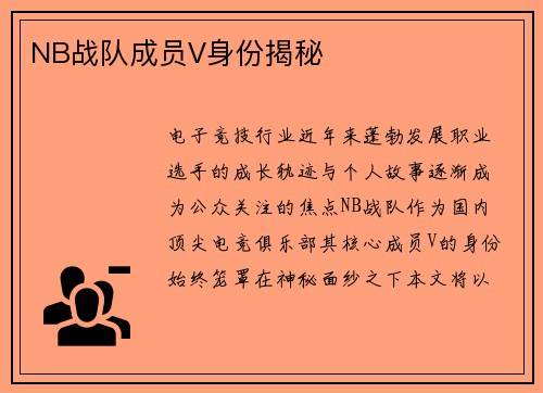 NB战队成员V身份揭秘